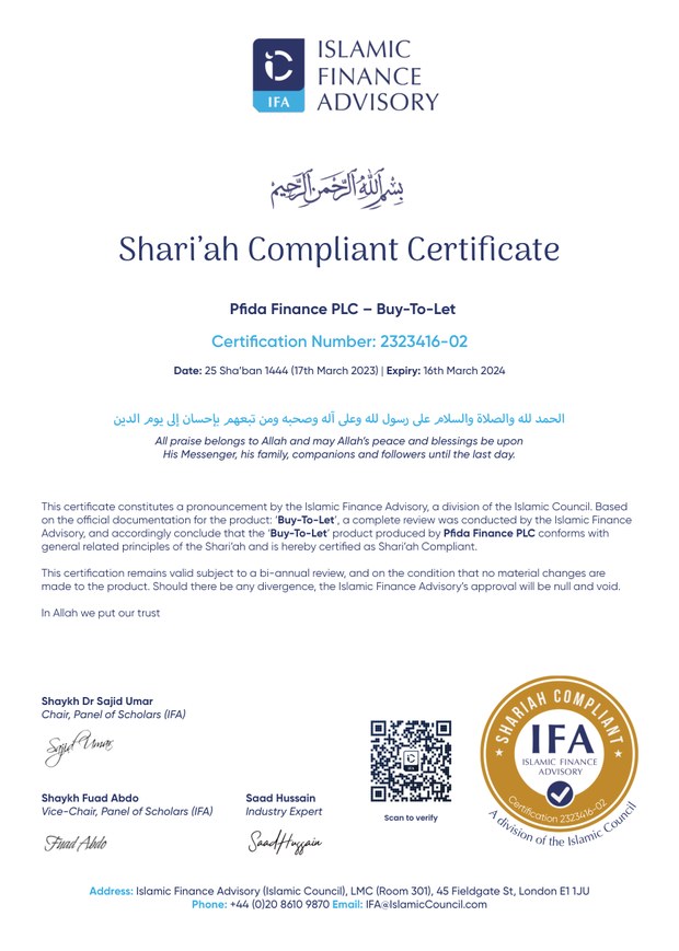 Letter of Certification