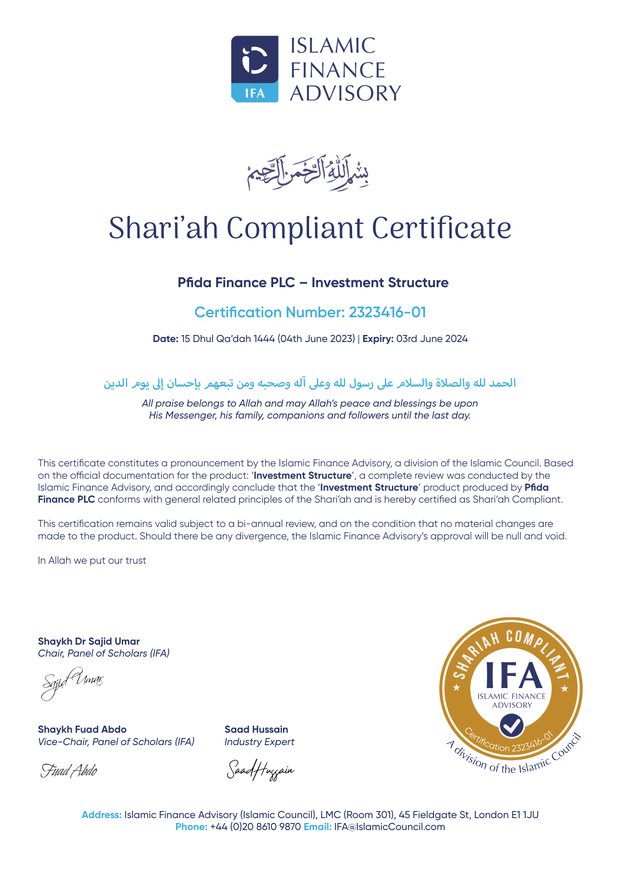 Letter of Certification