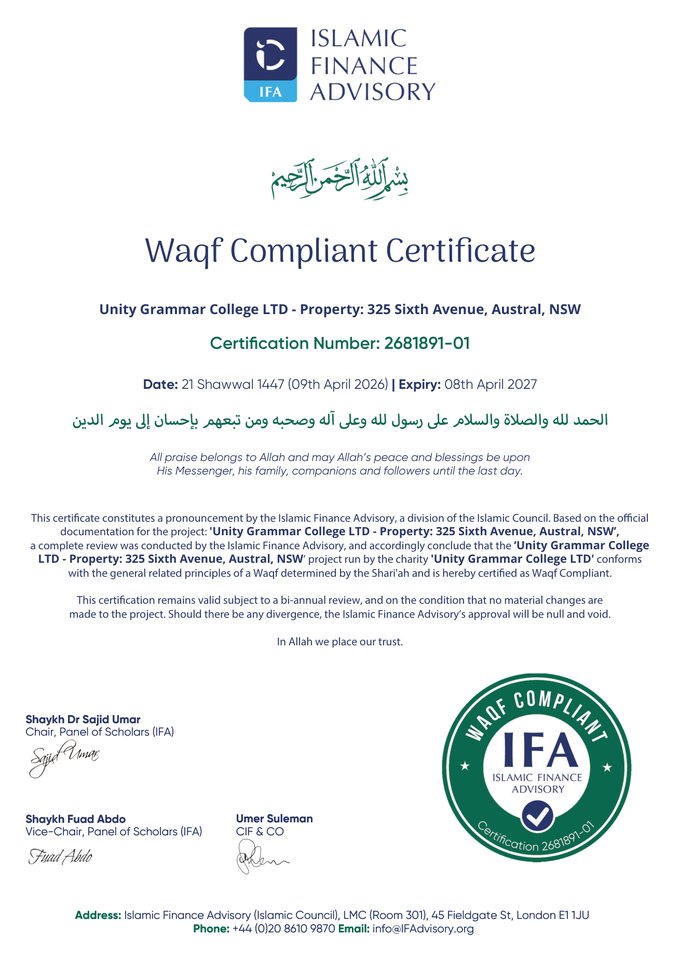 Letter of Certification